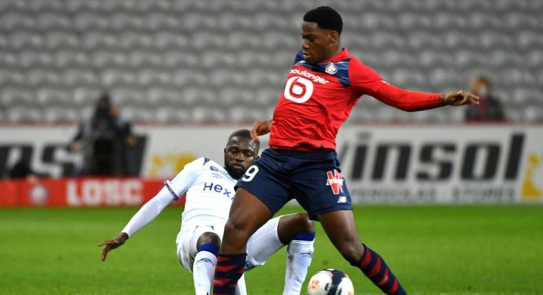 Jonathan David (R) scored the goal which allowed Lille to keep pace in the Ligue 1 title race