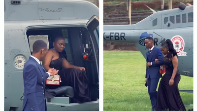 Students arrived in a chopper for Prom at Ellite High