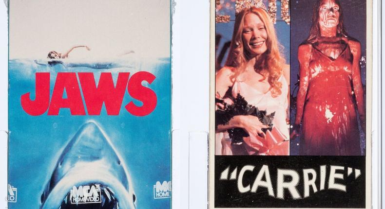 A 1983 copy of Jaws and a 1981 copy of Carrie.Heritage Auctions