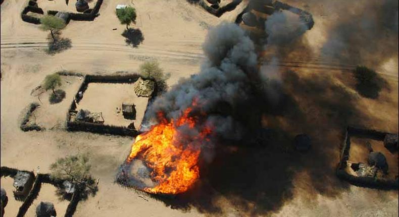 Houses on fire by Boko Haram/Not actual image (Dailynigeria)