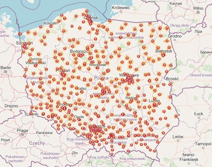 Mapa schronów i miejsc schronienia w Polsce