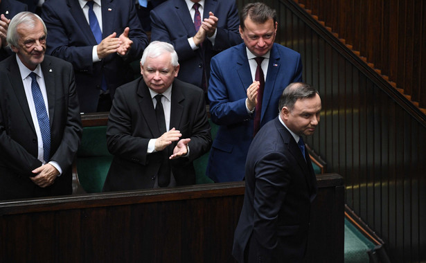 Prezydent Andrzej Duda, szef MON Mariusz Błaszczak, prezes PiS Jarosław Kaczyński oraz wicemarszałek Sejmu Ryszard Terlecki