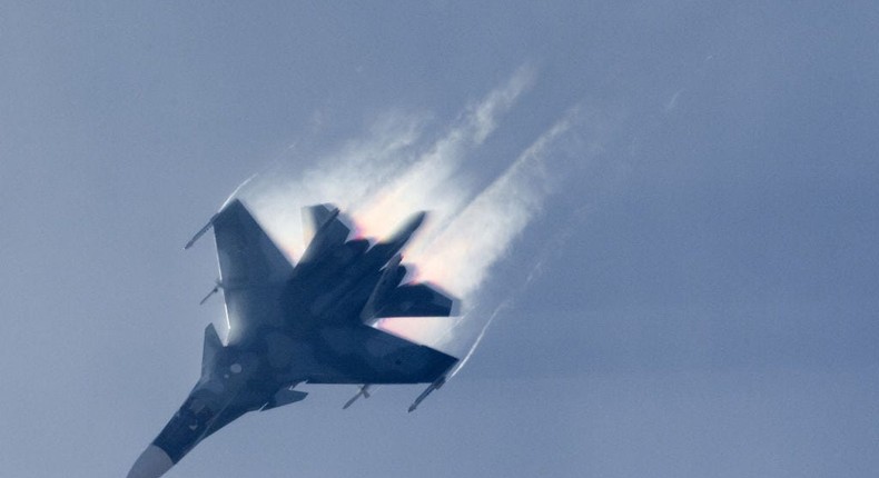 Sukhoi Su-34 jet fighter-bomber of Russian Air Force performs its demonstration flight at MAKS-2015 airshow near Zhukovsky, Moscow Region, Russia.aviation-images.com/Universal Images Group via Getty Images