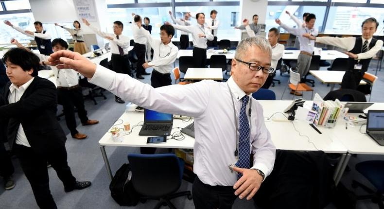 A growing number of Japanese companies are encouraging exercise breaks, in the hope of keeping employees limber -- and productive -- for longer, as the nation contends with a shrinking labour pool and one of the world's fastest ageing populations