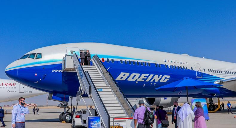 The Boeing 777X at Dubai Airshow 2021.
