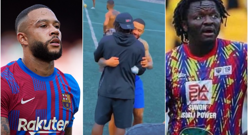 Watch: Barcelona star Memphis Depay connects with Sulley Muntari 