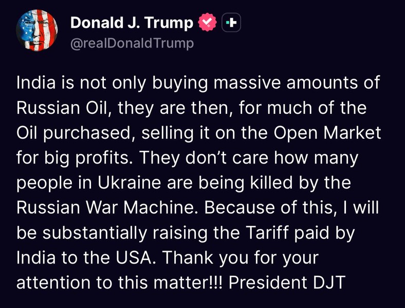Trump i jego gniewny wpis o Indiach