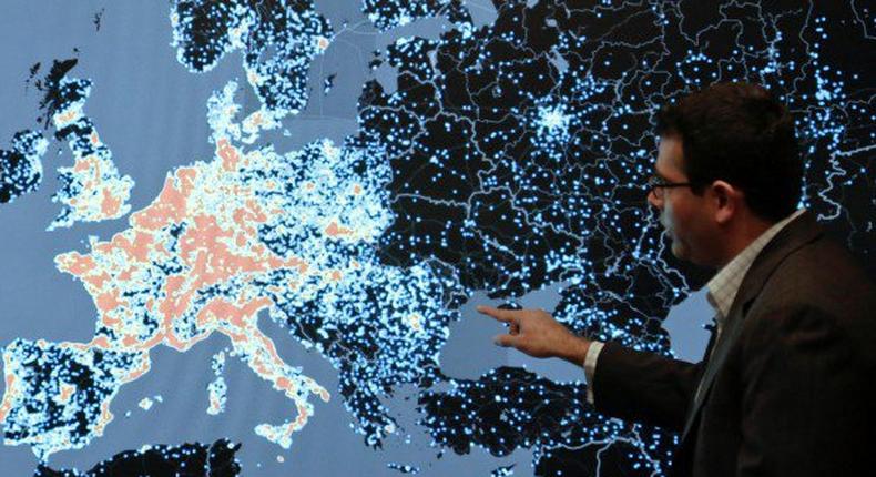 Vishant Patel, senior manager of investigations at the Microsoft Digital Crimes Unit, shows a heat map and talks about how malicious computer networks known as the Citadel Botnets attack computers in Western Europe at the Microsoft Cybercrime Center in Redmond, Washington November 11, 2013.Microsoft, the maker of the most popular computer operating system in the world is launching a new strategy against criminal hackers by bringing together security engineers, digital forensics experts and lawyers trained in fighting software pirates under one roof at its new Cybercrime Center. 