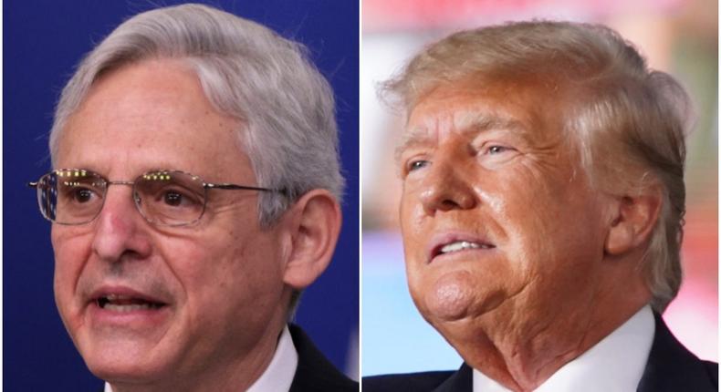 Attorney General Merrick Garland (left) and former President Donald Trump (right).