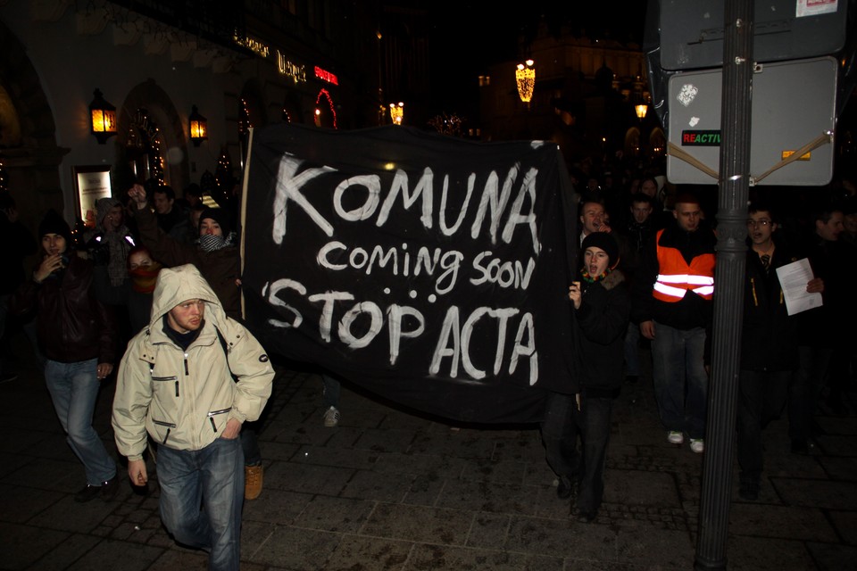 Manifestacja przeciwko ACTA w Krakowie, fot. Norbert Litwiński / Onet