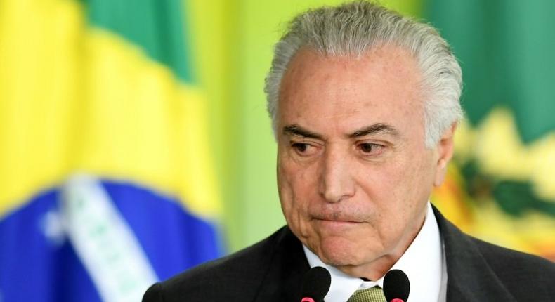 Brazilian President Michel Temer speaks during a ceremony to celebrate the 1st anniversary of the Accountability Act of State Companies, at Planalto Palace in Brasilia, on June 29, 2017