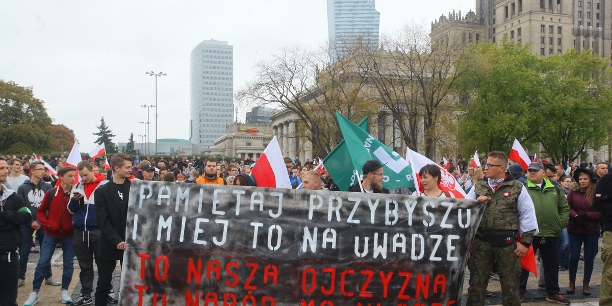 Warszawa, Manifestacja, przeciw przyjęciu, uchodźcy, imigranci