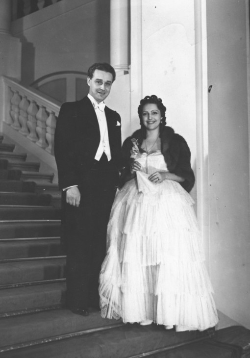 Mieczysław Cybulski i Elżbieta Kryńska na Balu Mody w Hotelu Europejskim w Warszawie (1939 r.)