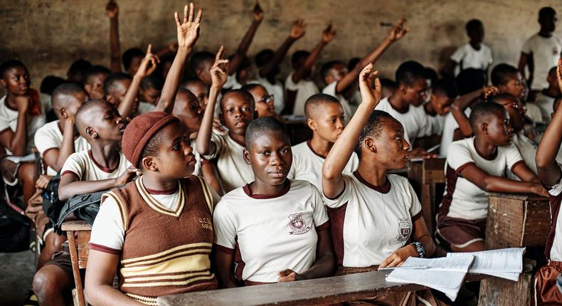 A cross-section of students in a Nigerian school