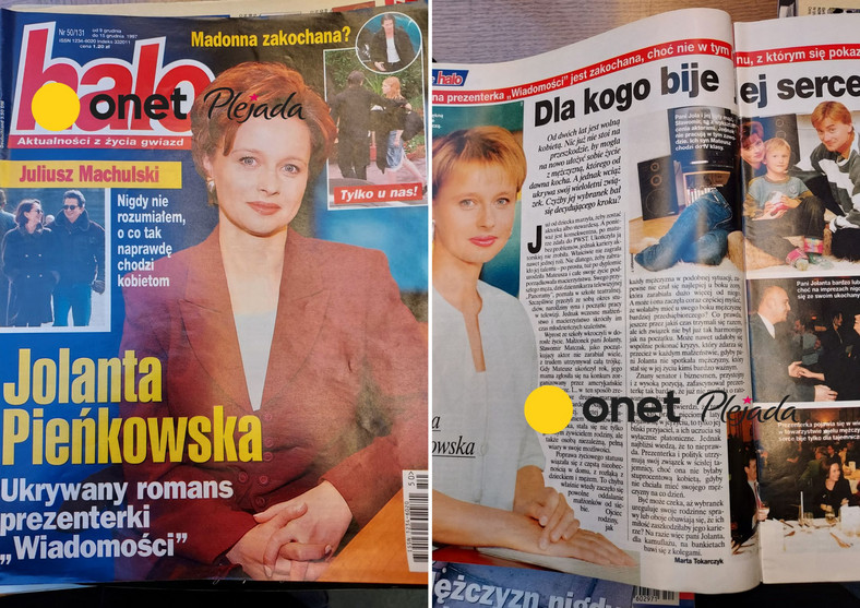 O rzekomym romansie Jolanty Pieńkowskiej napisał plotkarski magazyn "Halo" w 1997 r.