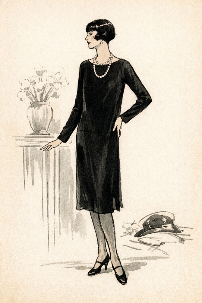 Ilustracija male crne haljine objavljene u časopisu "Vog" 1926.