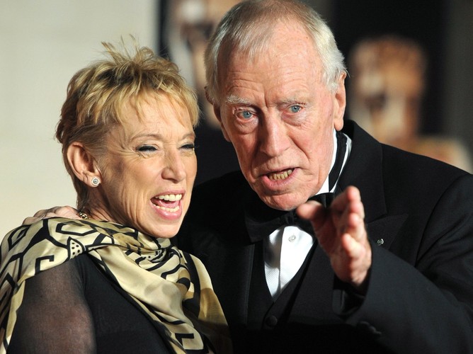 Max Von Sydow z żoną Catherine Brelet