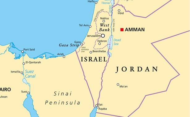 Mapa Izraela i Jordanii