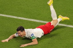 Robert Lewandowski podczas meczu z Arabią Saudyjską