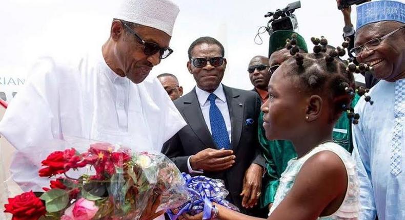 President Muhammadu Buhari arrives Equatorial Guinea on Monday, March 14, 2016.