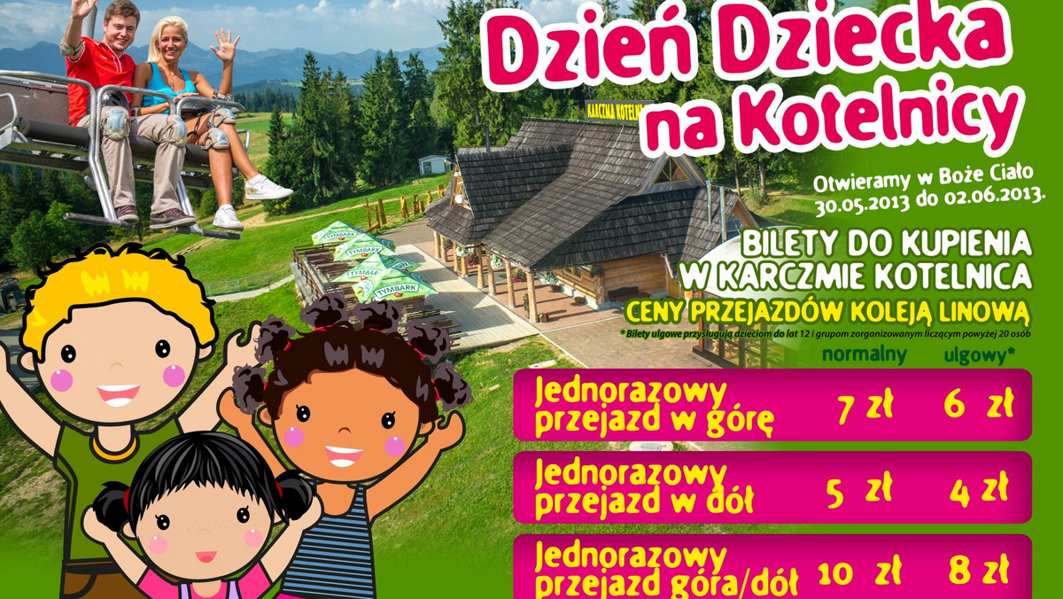 1 czerwca to szczególny dzień, w którym dzieci trzeba szczególnie rozpieszczać i pozwolić im na nieco więcej niż zwykle. Warto też zafundować pociechom szczególną niespodziankę. Jeśli akurat ktoś wybiera się na Podhale, powinien znaleźć czas na odwiedzenie Białki Tatrzańskiej, gdzie czeka na dzieci moc atrakcji. Wszystko na nutę góralską, ciepło-termalną a przy okazji charytatywną.