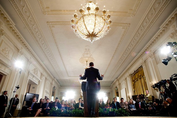 Barack Obama podczas konferencji prasowej w Waszyngtonie