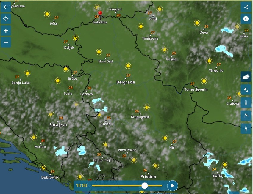 Vremenska radar za nedelju u 18 sati