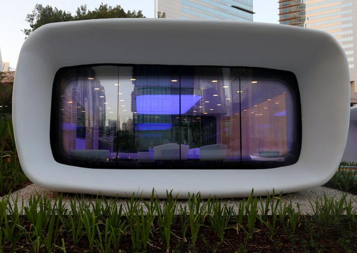 A view of the world's first functional 3D printed offices are seen in Dubai