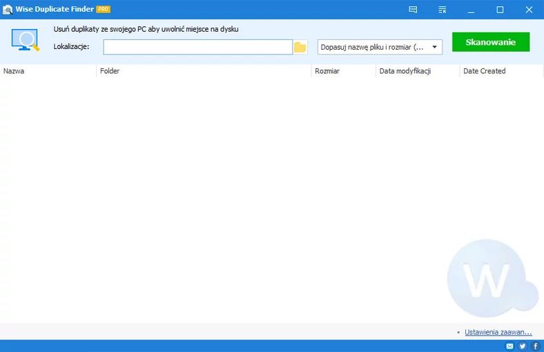 Główne okno programu do wyszukiwania duplikatów plików - Wise Duplicate Finder Pro