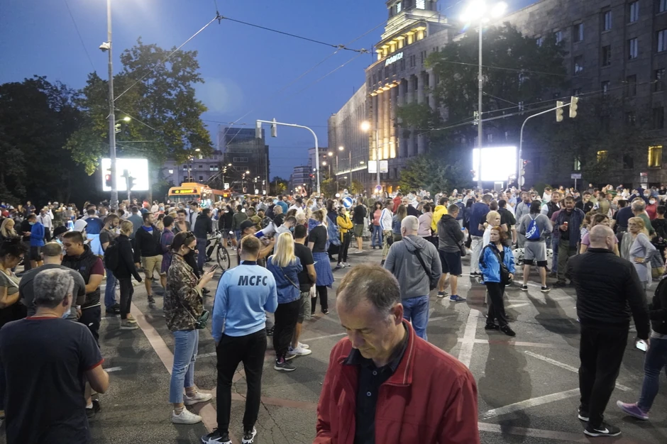 Jučerašnji protest na Trgu Nikole Pašića