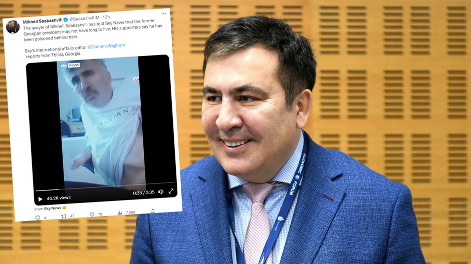 Micheil Saakaszwili w 2020 r. oraz obecnie (Screen: Twitter.com/@SaakashviliM)
