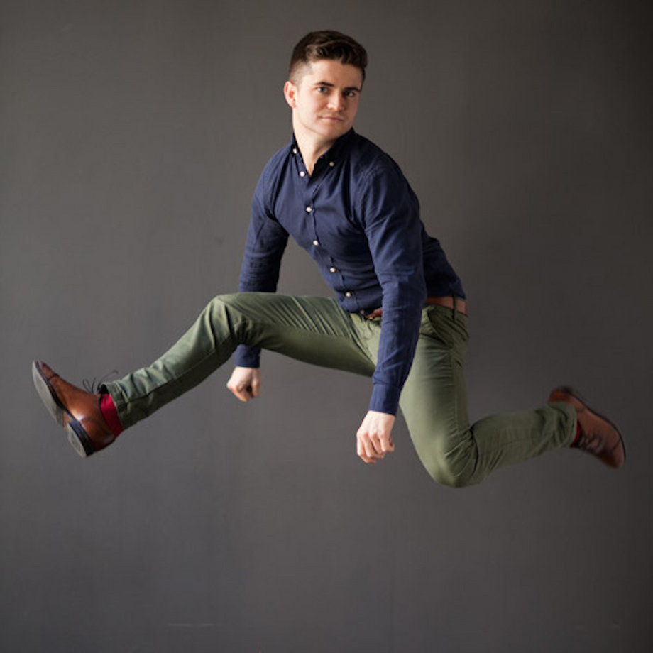 FCB Inferno has a cluster of action-packed staff shots. Client manager Dan Smith takes a leap.