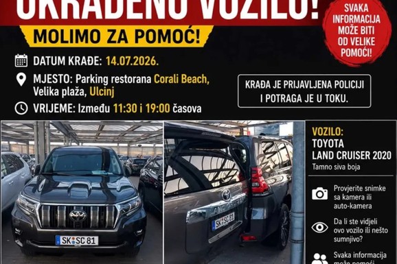 ŠOK ZA PORODICU IZ NEMAČKE NA LETOVANJU U CRNOJ GORI Otišli na plažu, a kada su se vratili, sačekao ih je UŽAS: Ostali bez luksuznog džipa od 50.000 evra