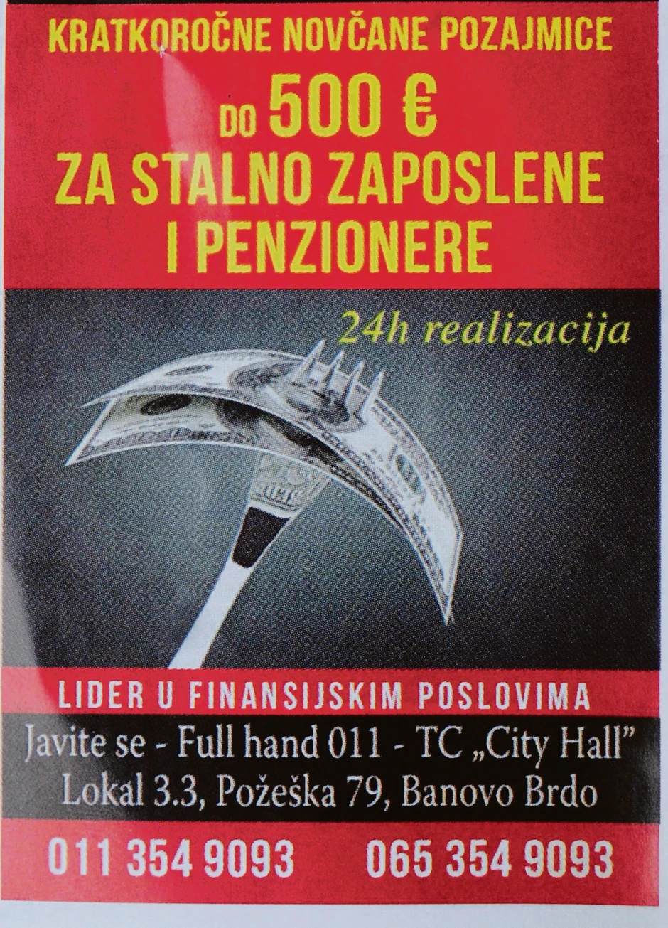 Jedan od brojnih oglasa u kojima se
nudi brzi keš