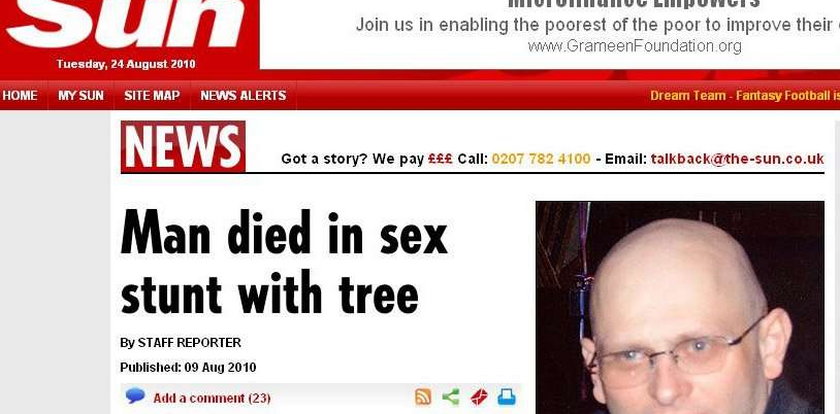 Umarł uprawiając seks z... drzewem?