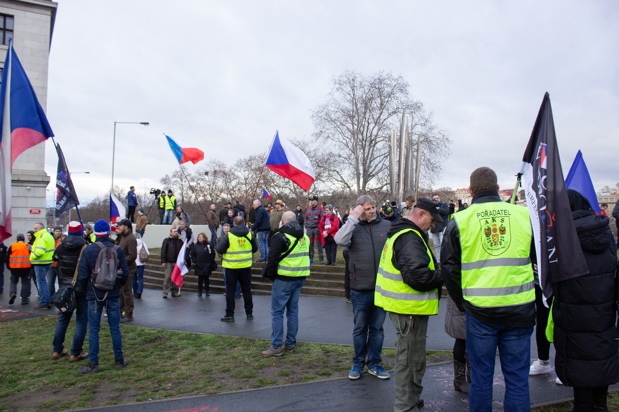Protest poľnohospodárov v Prahe.
