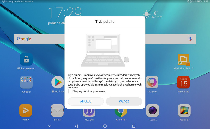 Huawei MediaPad M5 10 - tryb desktopowy