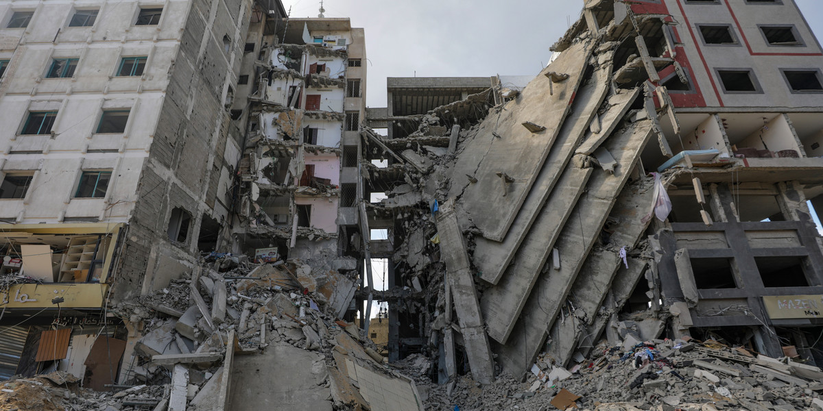 Zniszczony budynek w mieście Gaza, 16 października 2023 r. 