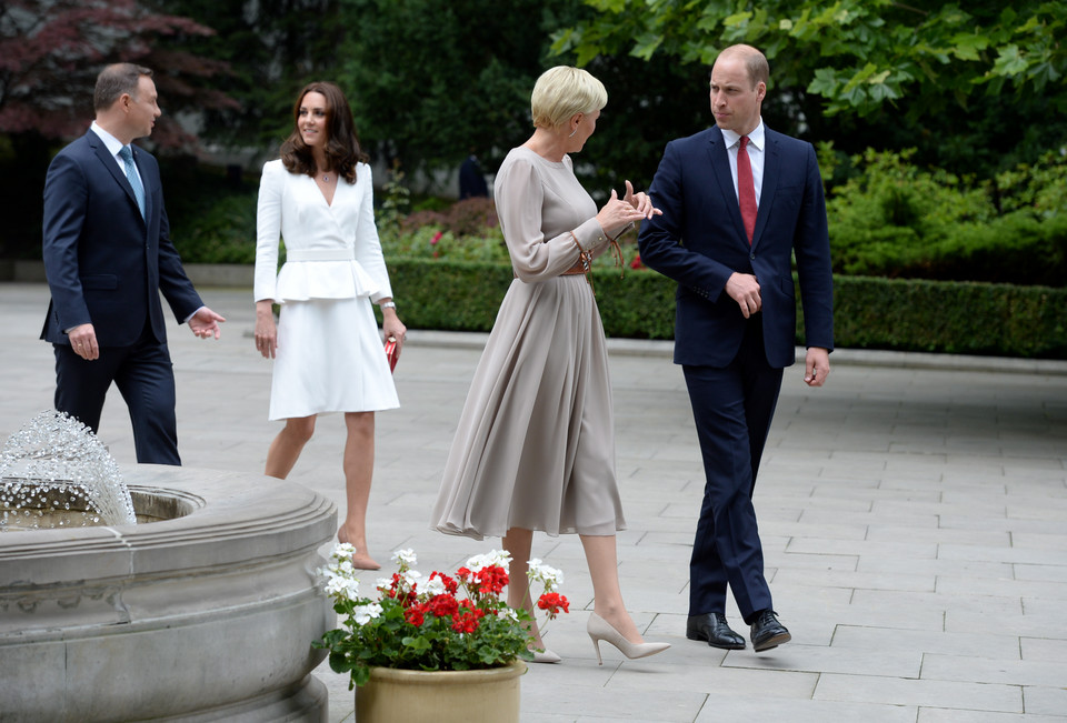 Andrzej Duda, księżna Kate, Agata Kornhauser-Duda i książę William w Warszawie