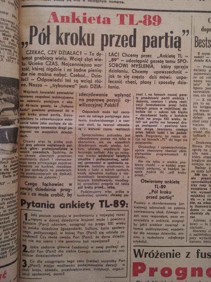 "Pół kroku przed partią"