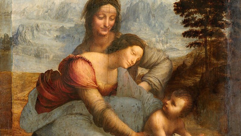 Św. Anna z Maryją i Jezusem na obrazie Leonarda da Vinci