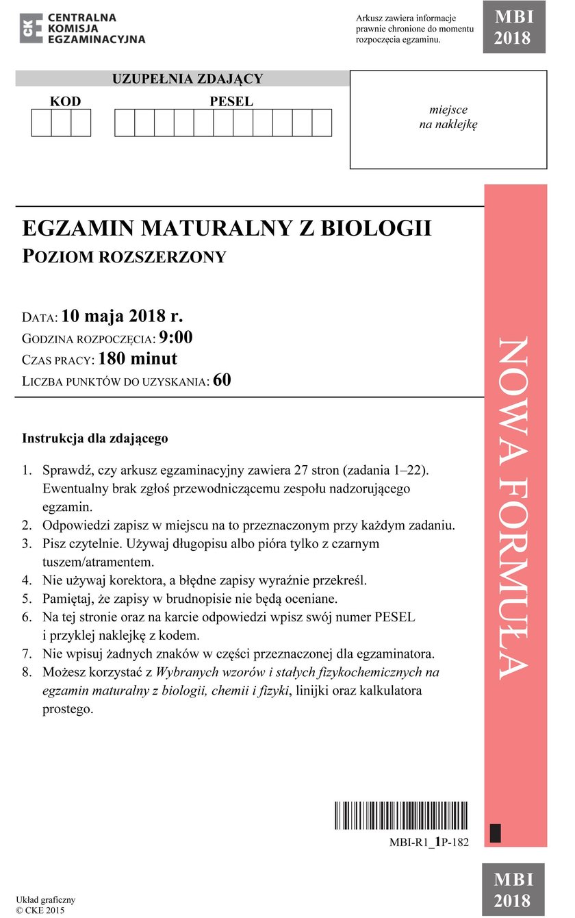 Matura 2018: Biologia. Odpowiedzi i Arkusze CKE. Biologia