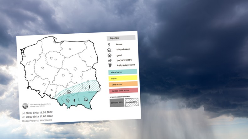 W czwartek będzie gorąco, ale lokalnie zagrzmi (mapa: wxcharts.com)