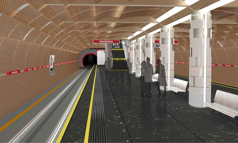 II linia metra w Warszawie: stacja Szwedzka (wizualizacja 1). Źródło: UM Warszawa
