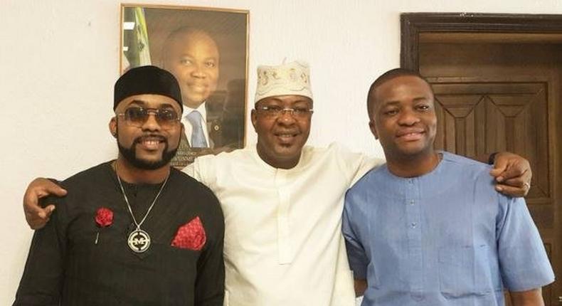 Banky W, Commissioner for Tourism, Arts & Culture Mr. Folarin Coker, and Captain Tunde Demuren. 