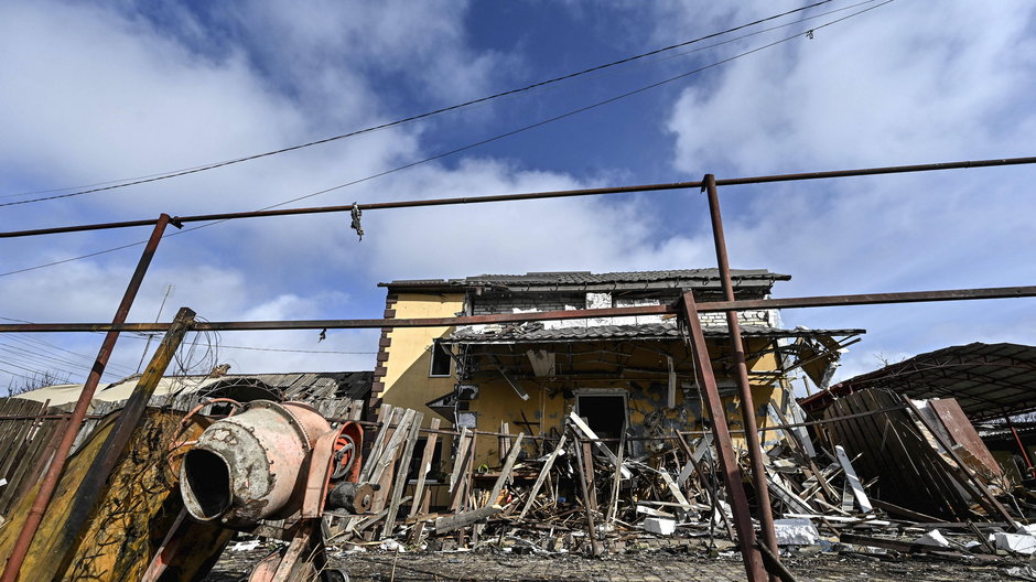 Zniszczenia w Zaporożu po ataku dronów (marzec 2024 r.)