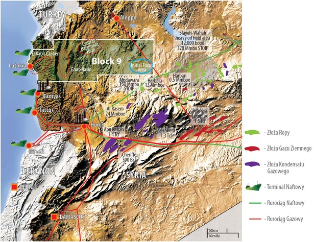 Mapa inwestycji Kulczyk Oil Ventures KOV w Syrii. Fot. materiały prasowe KOV