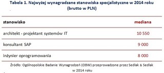 Informatycy najlepiej zarabiającymi specjalistami w 2014r.