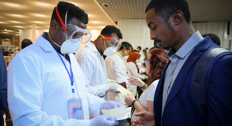 Travelers getting screened for the coronavirus infection at the Addis Ababa airport  (EPA-EFE/Shutterstock)