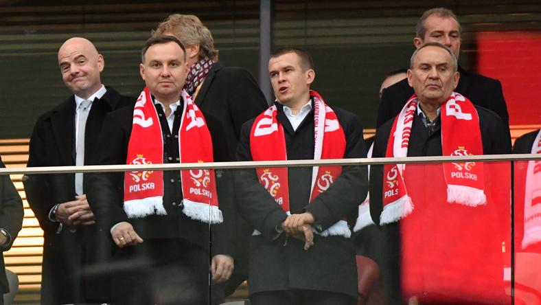 Prezydent Andrzej Duda na meczu 